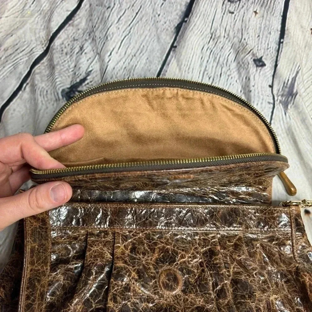 Zina Eva Brown Leather Suede Shoulder Bag - Picture 7 of 13